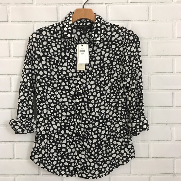 Banana Republic Tops - Banana Republic Sheer Blouse Big Spot Petite XXS